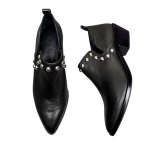 Rebecca Minkoff Womens Katen Studded Black Leather Pointed‎ Toe Booties Size 7